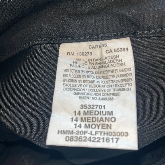 Lee Black Dress Pants Straight-Leg Classic Secretly Shapes size 14 - Picture 9 of 9